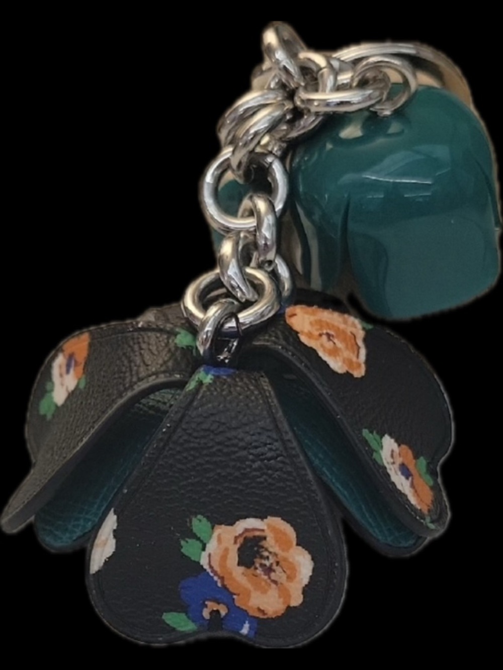 Coach Floral Resin and Coated Canvas Tea Rose Bag Charm, green and floral colors - Picture 13 of 14